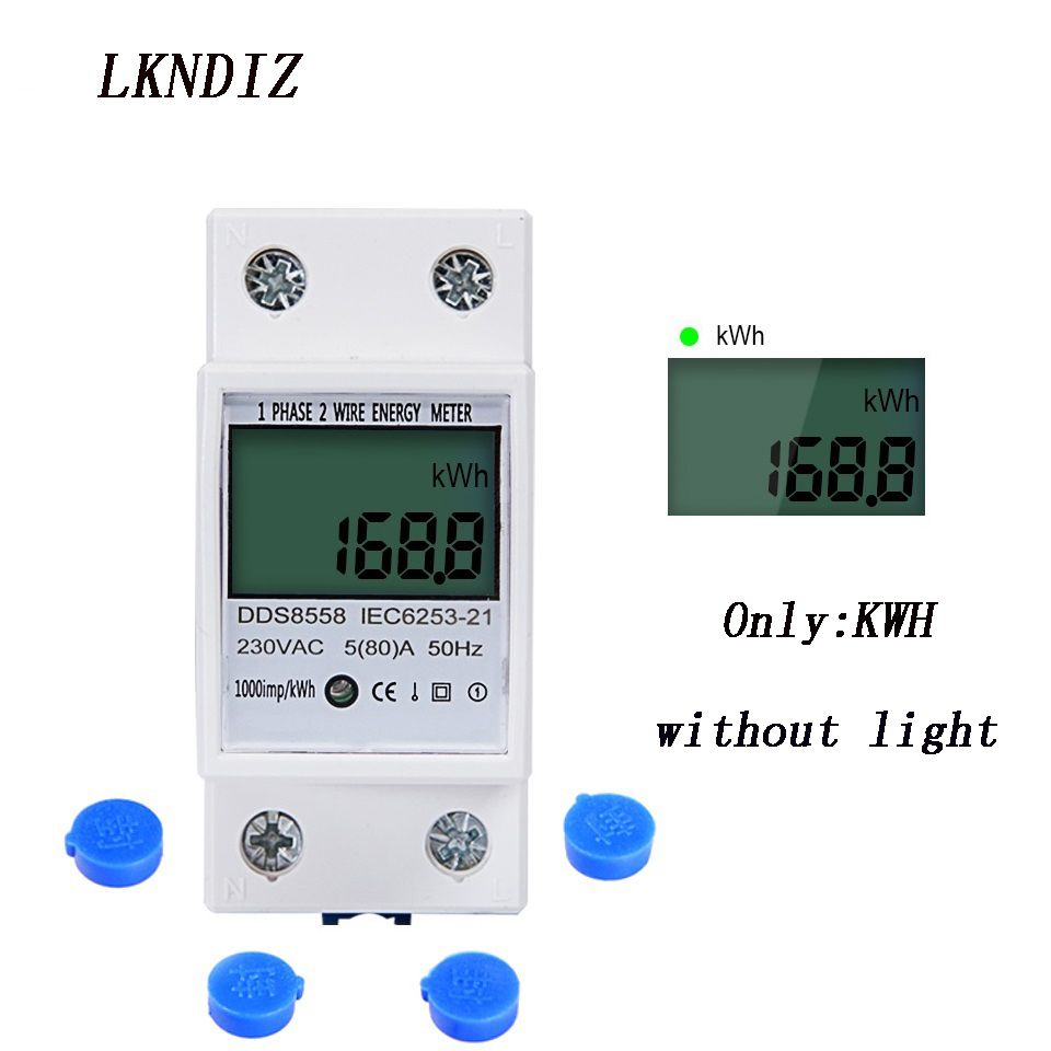 5(80)A 110V/220/230V 50/60Hz Din Rail Electronic Energy Meter KWh Meter LCD Display Digital Single Phase Electricity KWh Counter