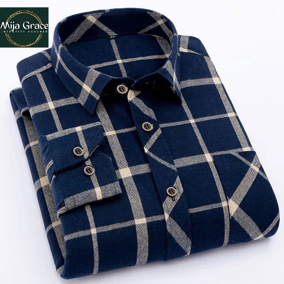 {MijaGrace} Men's Casual Flannel Checkered Shirt - Brown