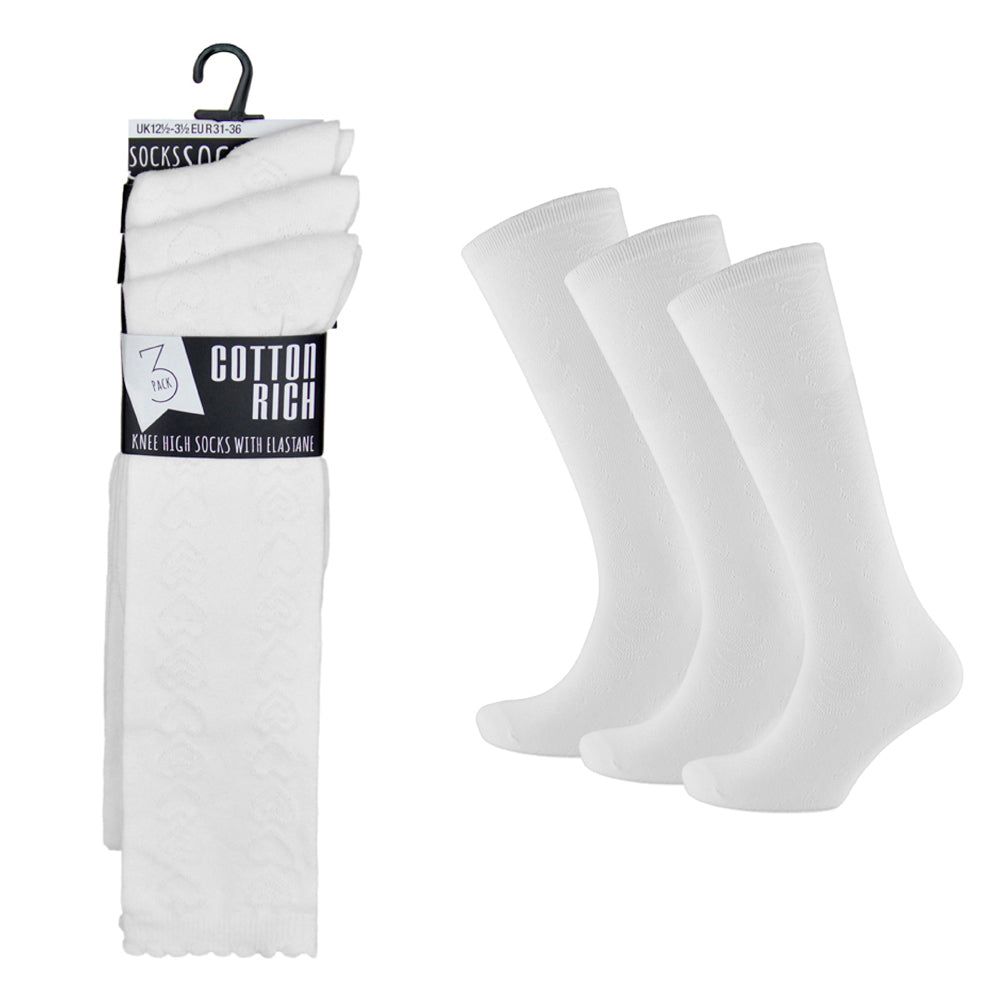 3 Pack Girls Knee High School Socks