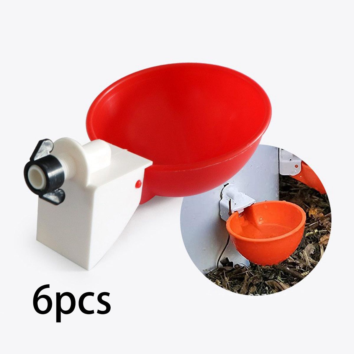 6x Automatic Chicken Drinkers Hanging Water Bowl For Goose Ducks Red