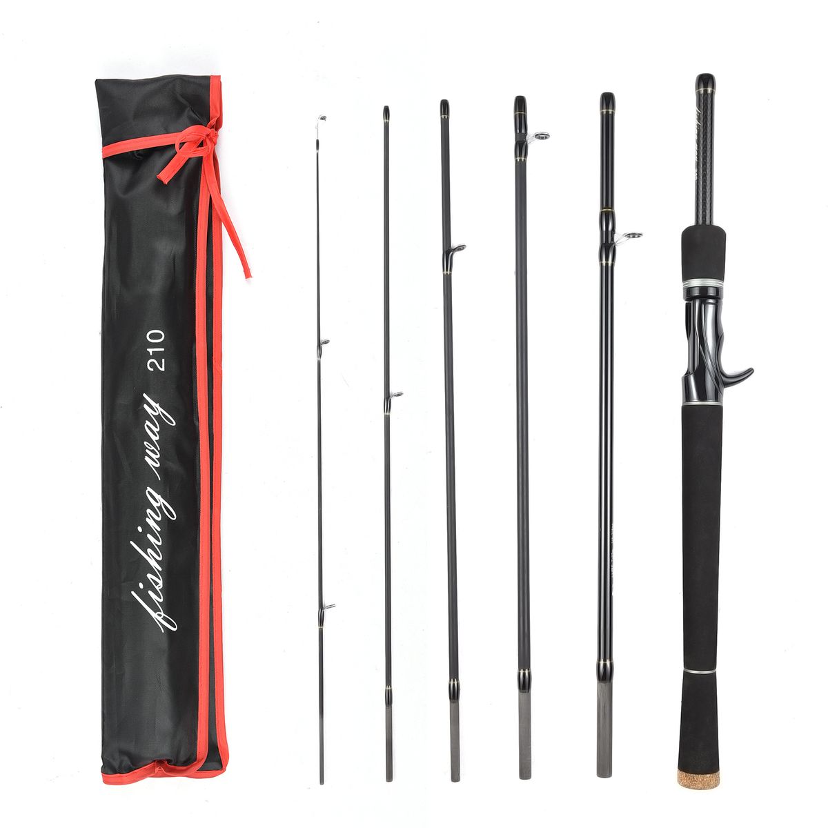 6 Piece Fishing Pole Ultralight Spinning/Casting Rod Travel