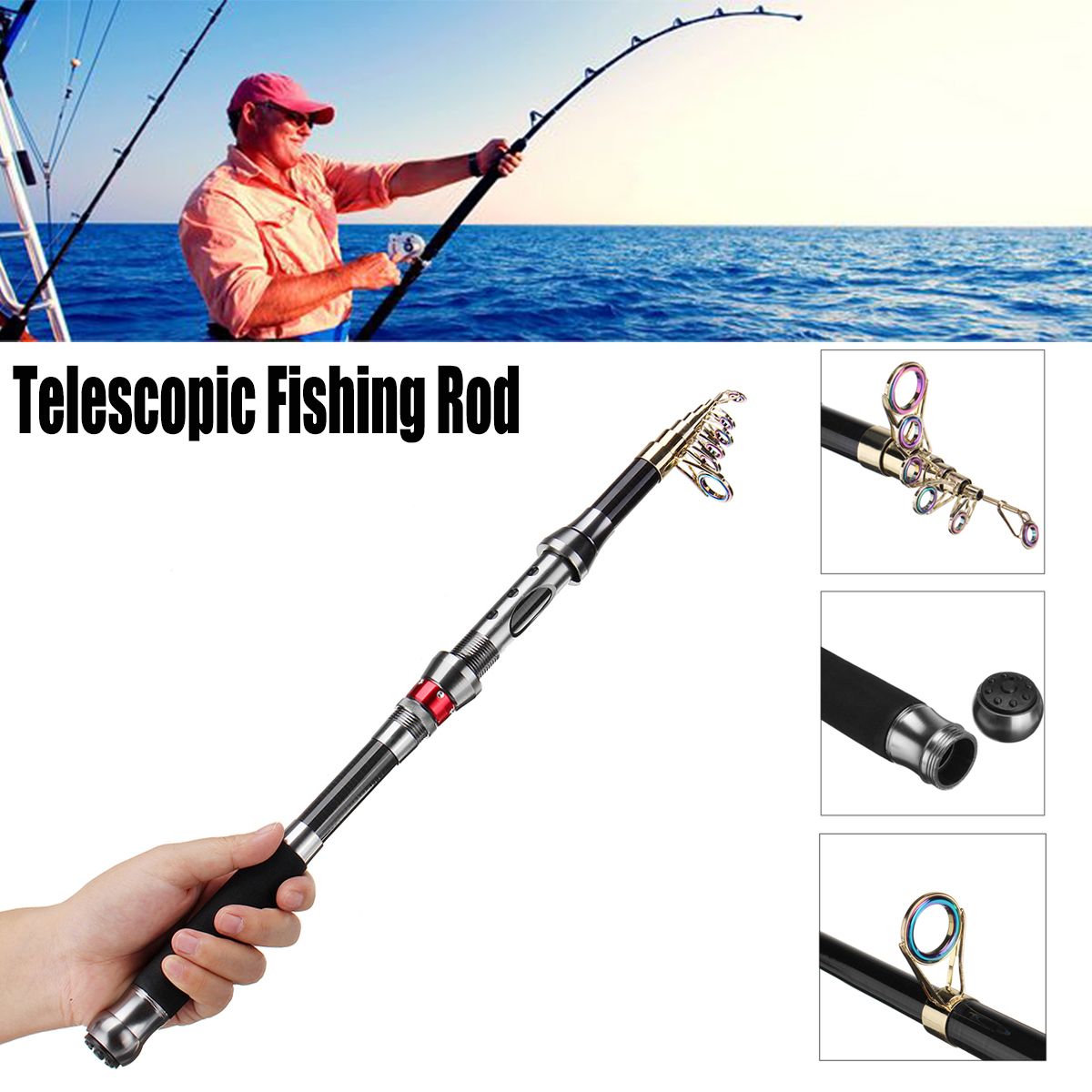 2.1-3m Ultralight Pocket Telescopic Rod Beach Rod Spinning Pole Black 3.0