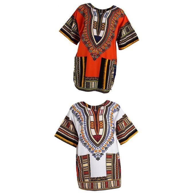 2pcs Mens Dashiki Shirt African Embroidery Print Festival Hippie