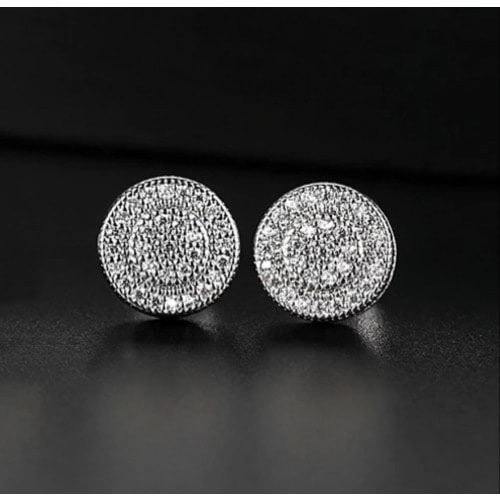 Cubic Zircon Stud Earrings - Silver