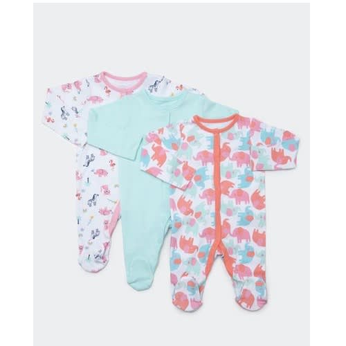 Baby Girls Organic Cotton Sleepsuits - 3 Pieces