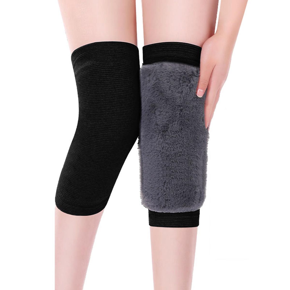 1 Pair Warm Knee Pads Outdoor Winter Warm Knee Pads Black