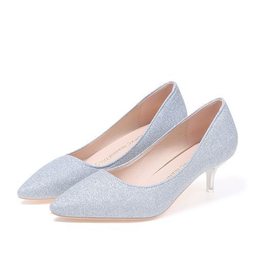 Ladies Classic Simple Pointed High Heels-Silver
