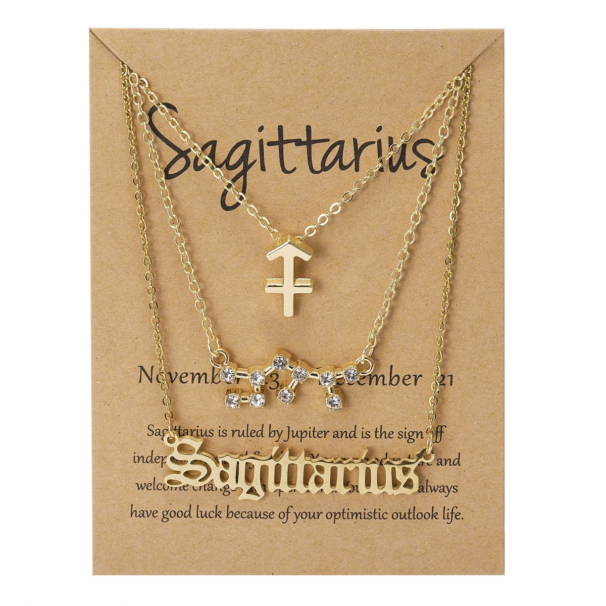 Twelve Constellations Symbol Star Sky Pendant Necklace Sagittarius Gold