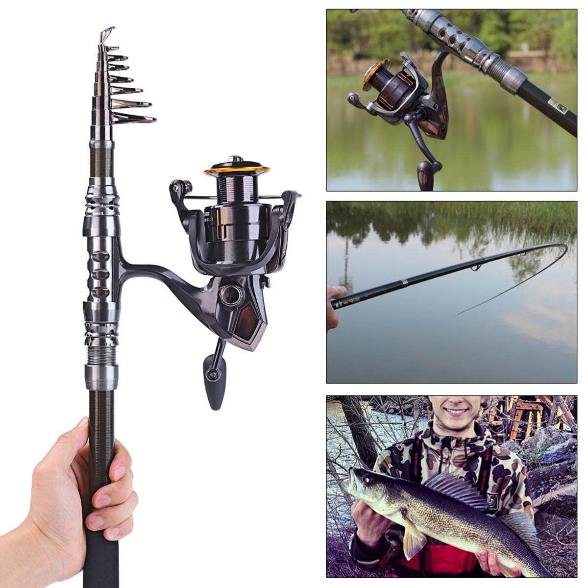 Telescopic Rod And Reel Combos Kit Carbon Bass Tackle Spinning Gears Set 2.4M+WQ3000 2.4M WQ3000