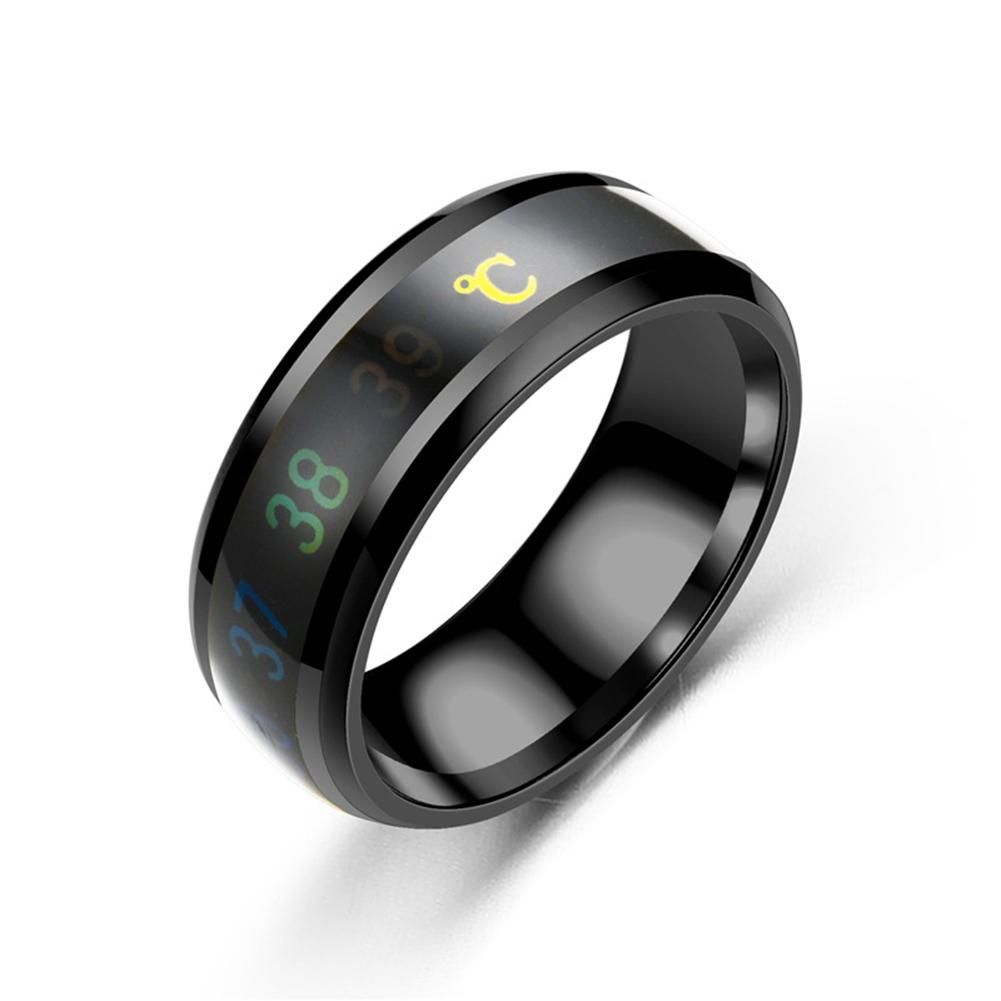 Chic Stainless Steel Temperature Sensor Unisex Finger-Black