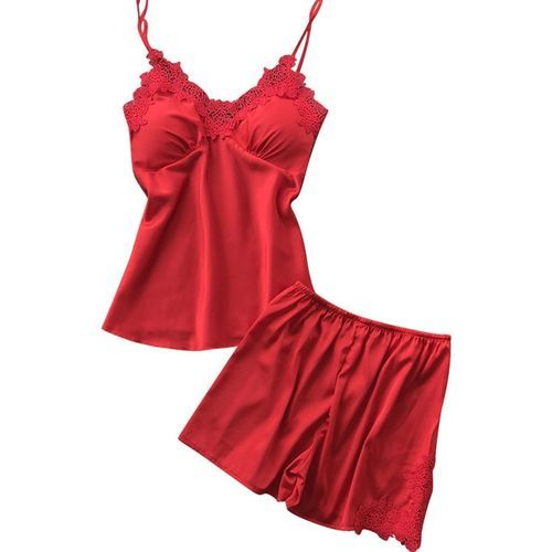 Women's Pajamas  Sexy Lace Satin Sleepwear Women Summer Pyjama