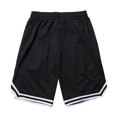 Summer Thin Male Basketball Stripe Training Shorts Casual Shorts Running Sport Shorts Men Gym Fitness Bodybuilding Short Pants(#Black)