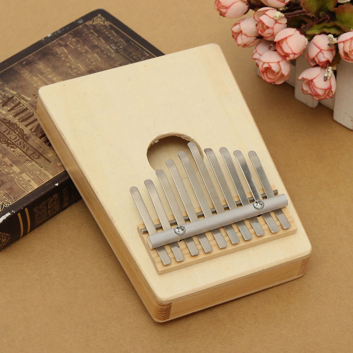 10 Keys Kalimba Mbira Likembe Pine Thumb Piano Finger Sanza Musical Instrument 10 Tone Natural Color Finger Organ And Kazudi