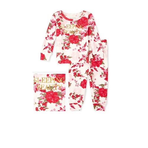 Girls Sleeping Beauty Rosette Snug Fit Cotton Pyjamas Sleepwear