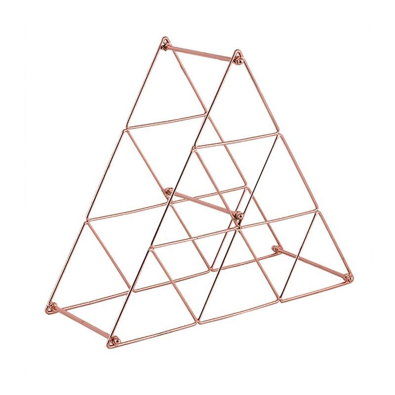 Pyramid Shape Metal Wine Storage Holder (Rose Gold)