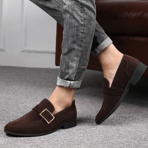 Men's Italian Plus Size Smooth Leather Shoes Coffee Color