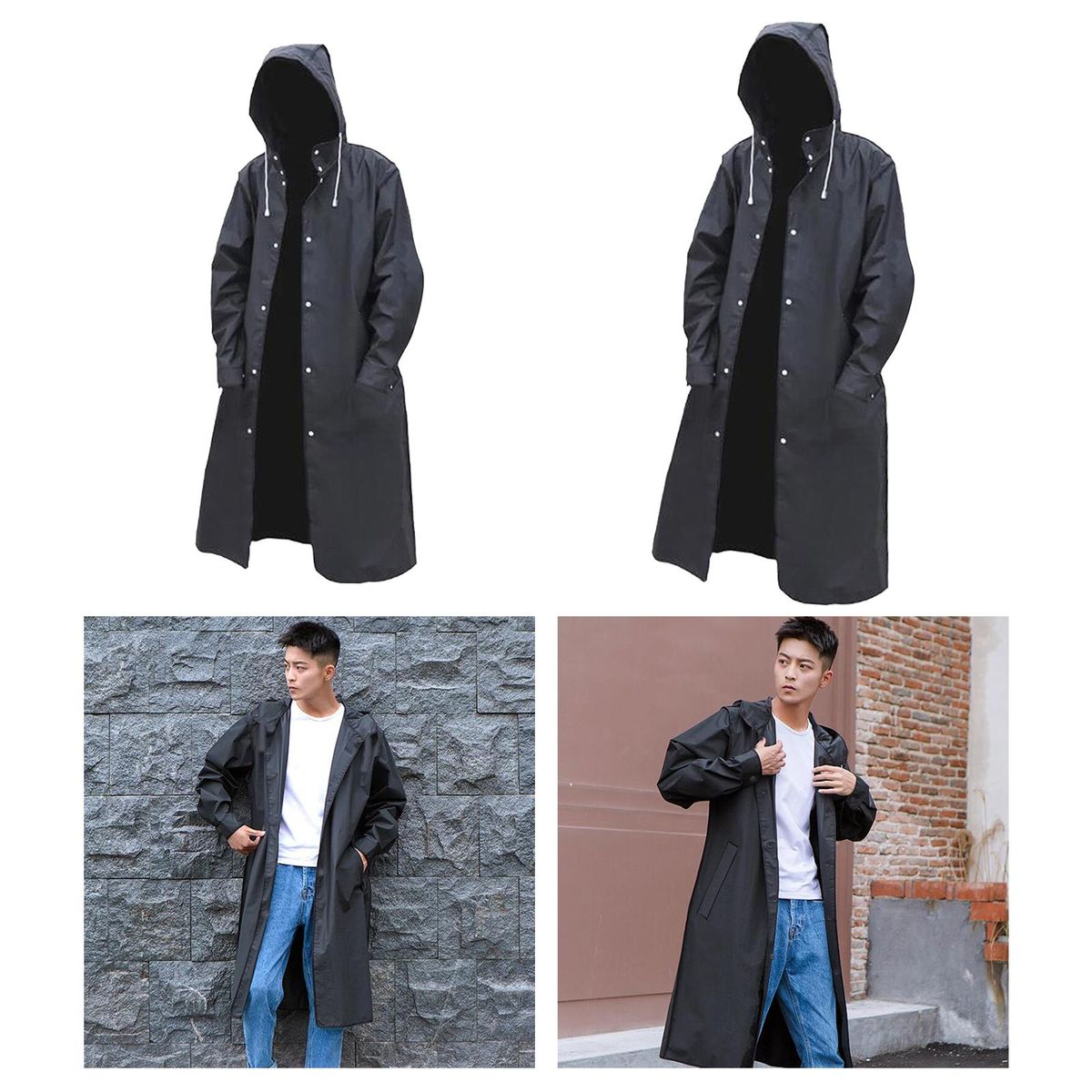 Raincoat Lightweight EVA Womens Mens Poncho Hooded Camping