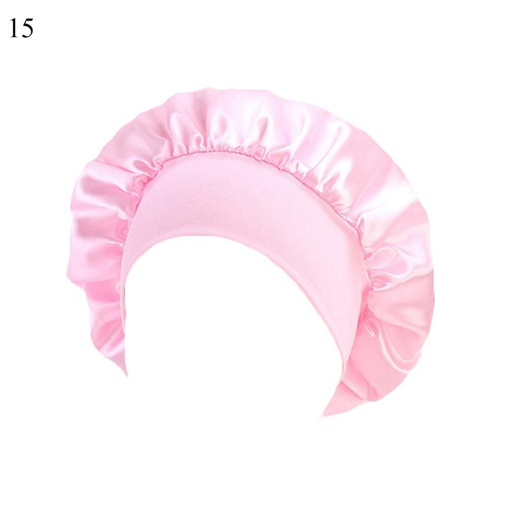 Women Satin Night Sleep Cap Hair Bonnet Hat Silk Head Cover Elastic-Type 22