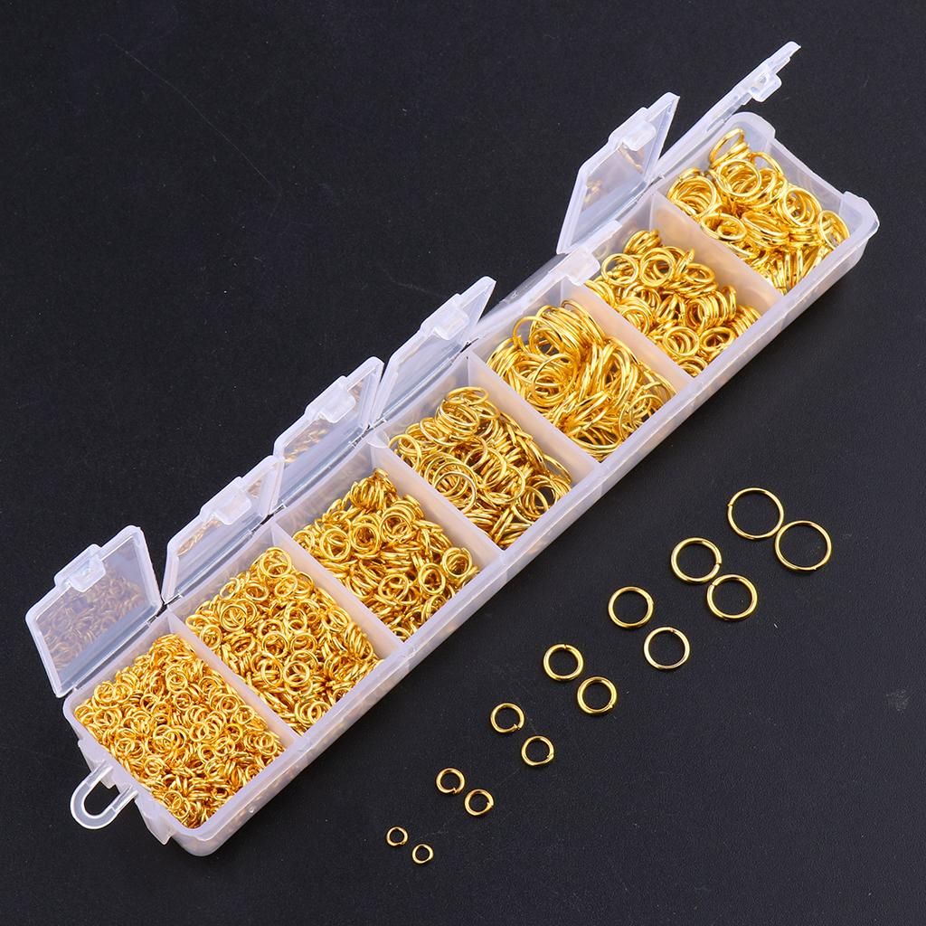 1500PCS 925 Sterling Silver Plated Open Jump Rings 3-8MM Making Gold