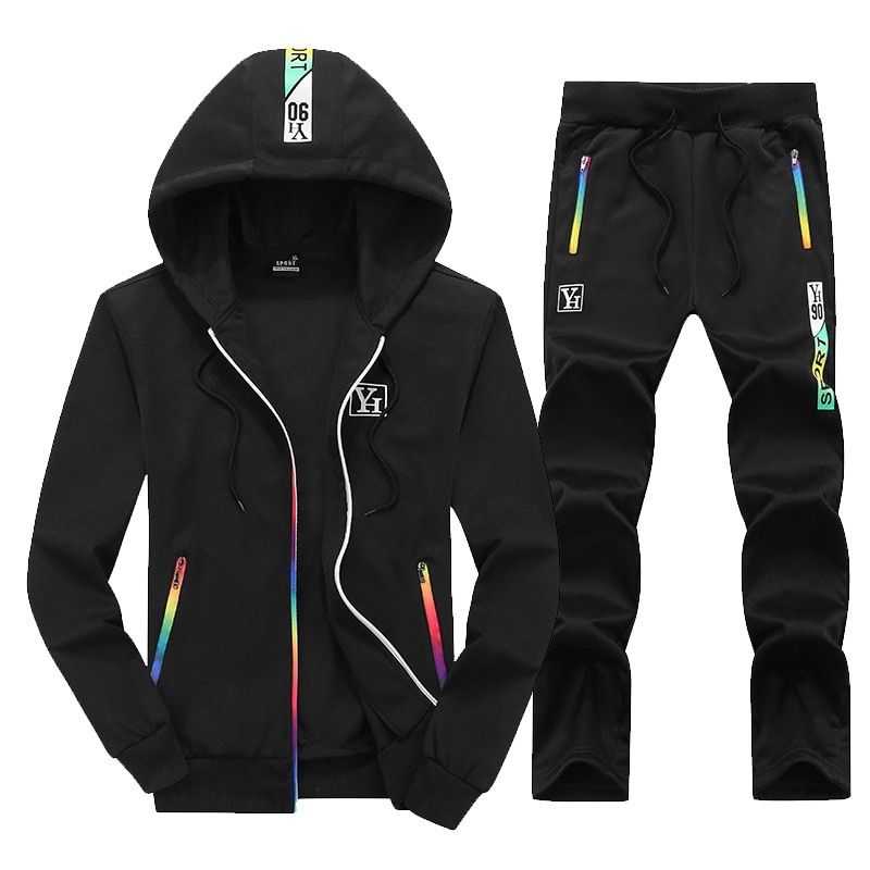 New Casual Tracksuit Set 2021Men Fitness Jogger Sports Sportswear Suits Spring Autumn Two Pieces Hoodies Pants Sets Male Suit
