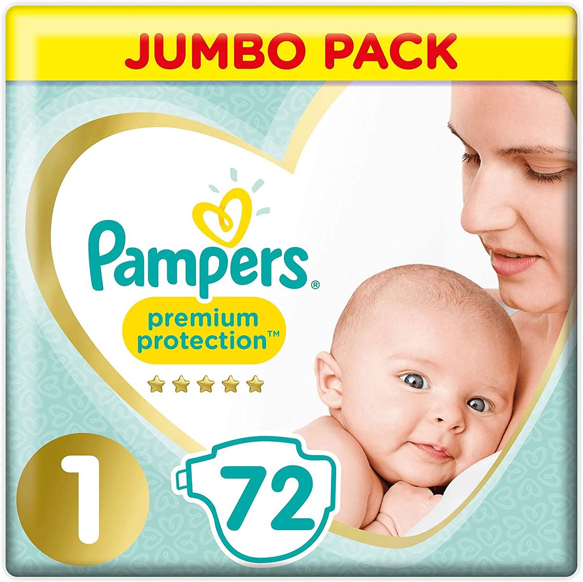 Premium Protection Baby Diaper, Size 1, 72 Count