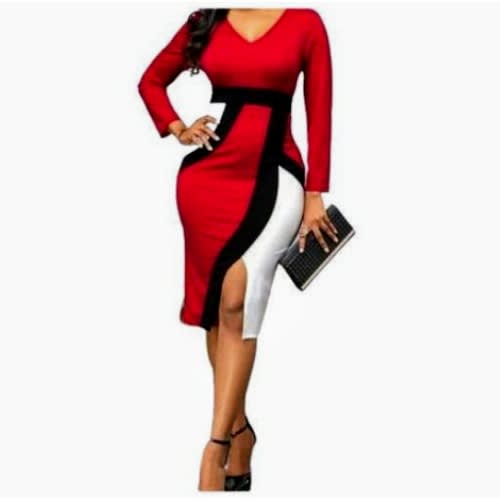 Bodycom Fitted Dress V-NECK