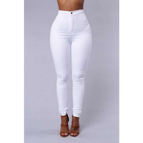 Skinny High Waist Stretchy Jeans-White