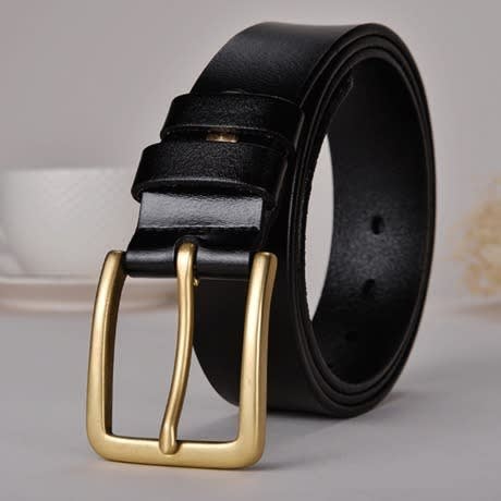 Men’s 100% Italian Cow Leather Belt With Anti-scratch Buckle - Black