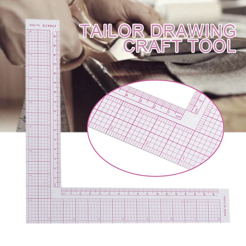 1pc 90 Degree Angle Tailor Ruler Plastic Straight