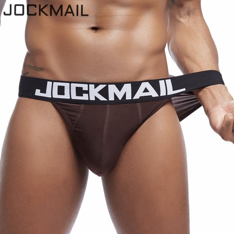 Sexy Mens Bikini Briefs Soft Breathable Ice Silk Underwear Men's Transparent Jockstrap Tanga Hombre(#Ice Silk Brown)