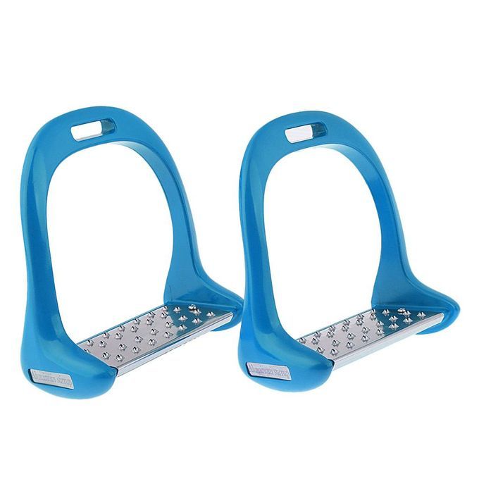 1Pair Anti Slip Stainless Steel Horse Saddle English Stirrups Blue