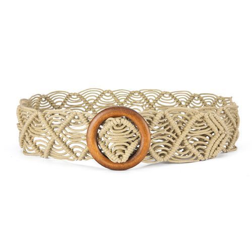 Wax Rope Hand-woven Ethnic Style Ladies Wide Girdle Dress Hollow Belt Green