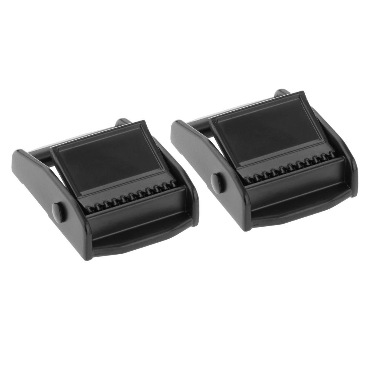 Kayak Webbing Buckle Aluminum Alloy Ladder Lock For Hiking Black 2pcs