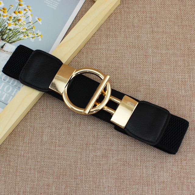 Fashion Dress Belts For Women Simple Waist Elastic Ladies Band Round Buckle Decoration Coat Sweater Party Belt Girdle Belt Gift(#black)