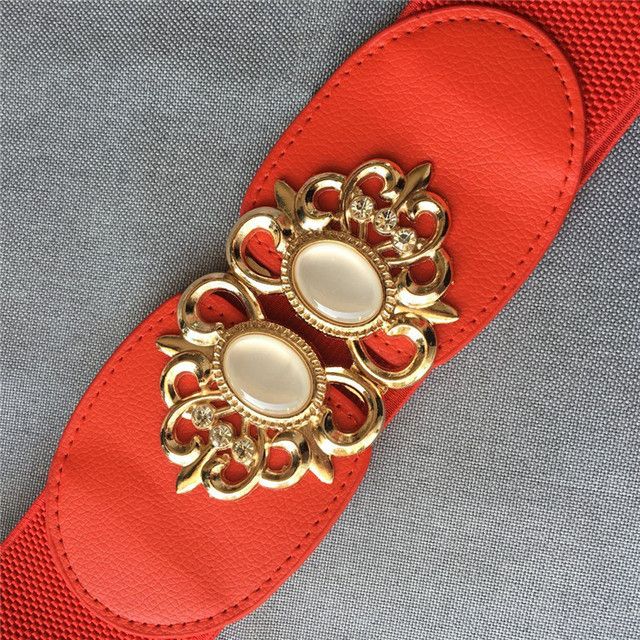 Belts For Women Black Waist Elastic Ladies Band Round Buckle Decoration Coat Sweater Fashion Dress Rice White(#style 42)