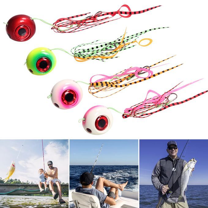 4pcs Luminous  Lead Head Jig Baits Spinner Skirt Tail Hooks 40g