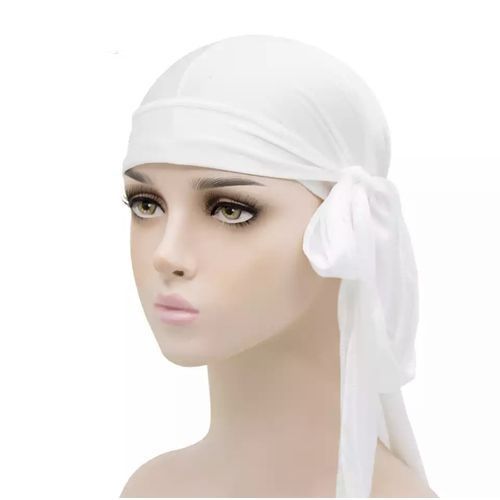 Luxury Plain Silk Durag - White