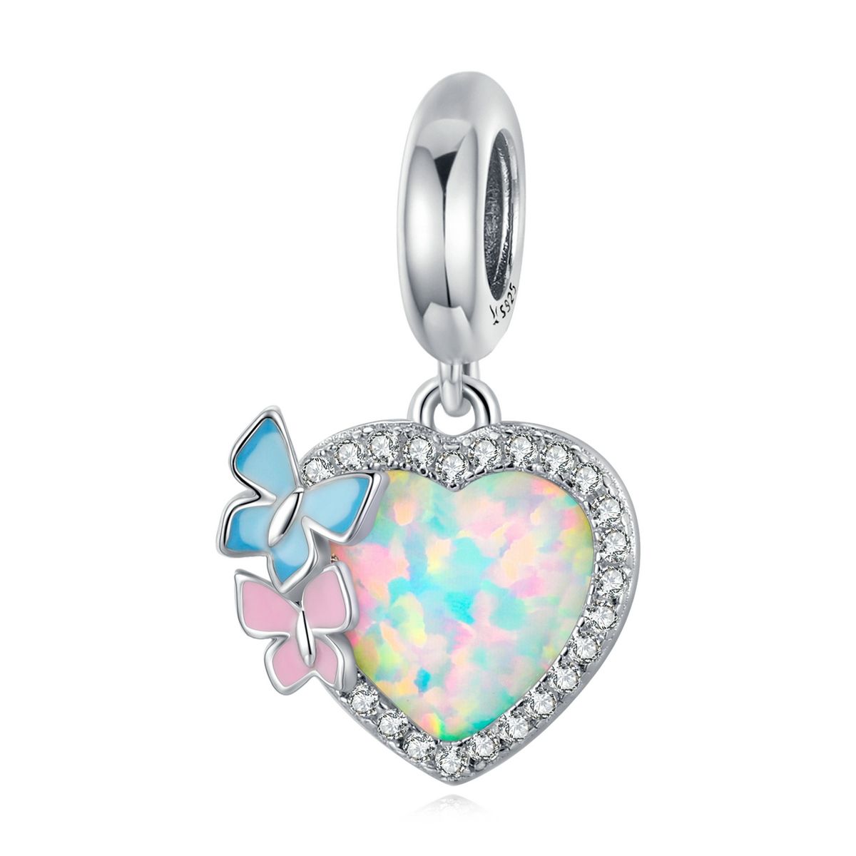 Erfly Heart Colorful Opal Pendant