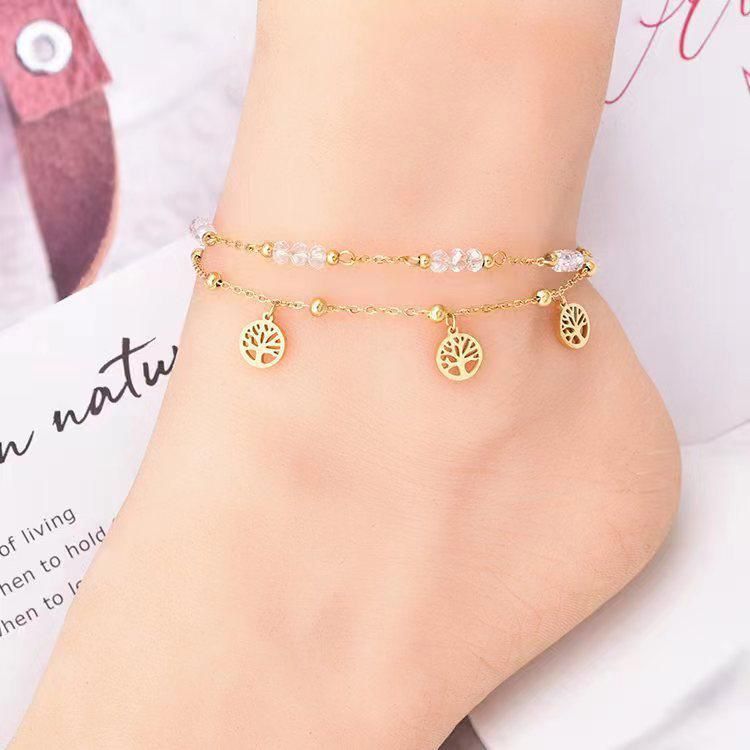 Women Two Layer Leg Chain Anklet Bracelet