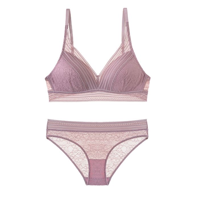 Lace Thin Cup One-piece Wireless Bra And  Set Underwear  Girls Bras  For