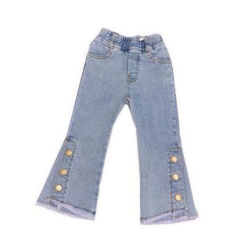 Girls Button Hem Bootcut Jeans P139