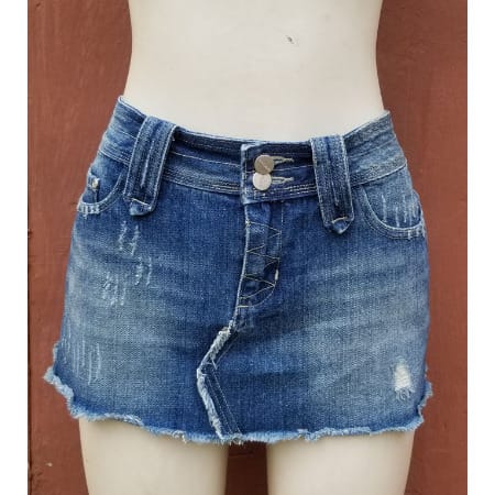 Loosethread Mini Jeans Skirt-Blue