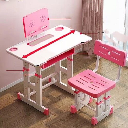 Ergonomics Height Adjustable Kids Study Desk And Chair Set - 70x46cm