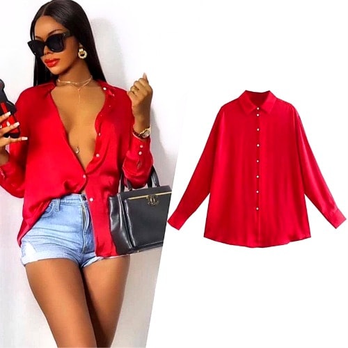 Silk Shirt- Red
