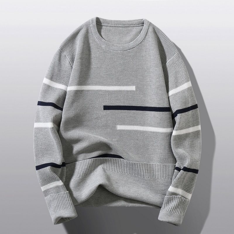 Pullover Mens College Style Patch Color Contrast And-MY15 Gray