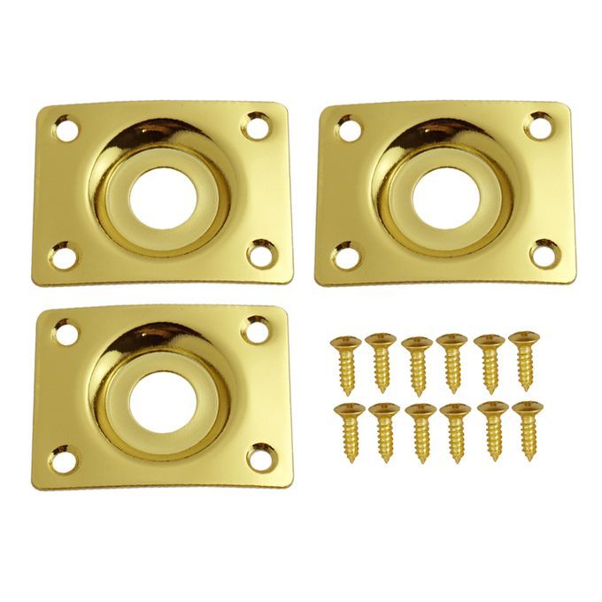 Gold Output Rectangle Jack Socket Plate W Screws For Electric Gold