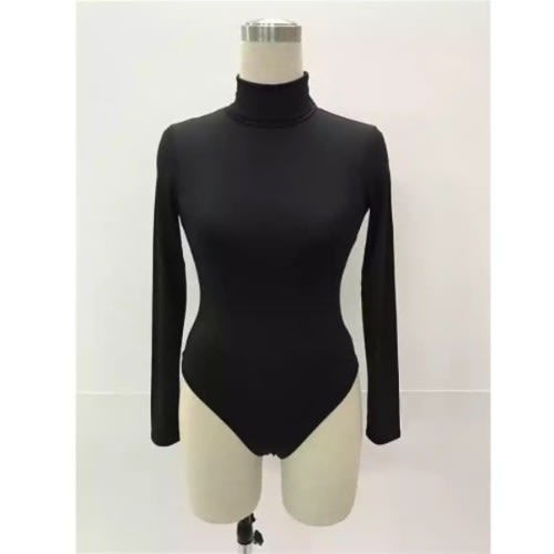 Turtle Neck Lycra Body Suit - Black