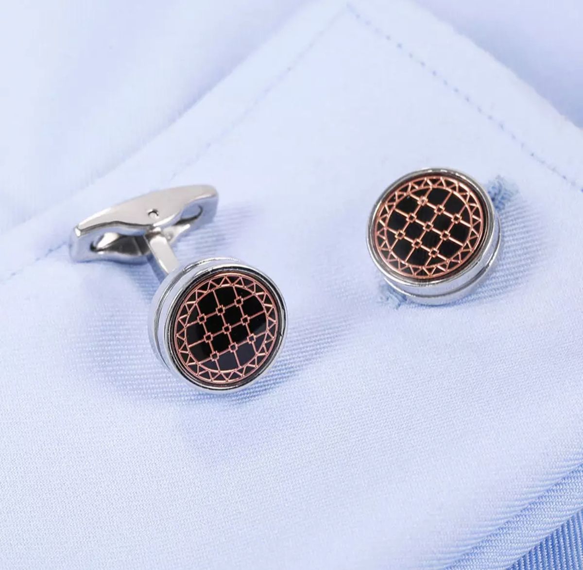 Brown & Silver Stud Cufflinks