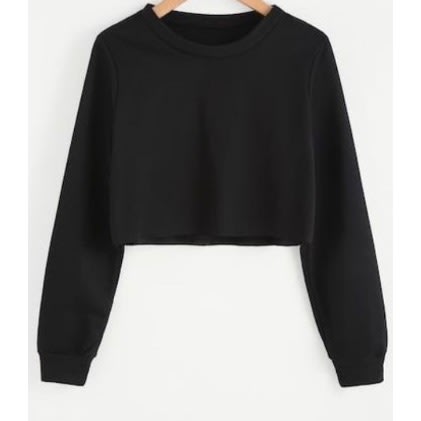 Black Plain Crop Top