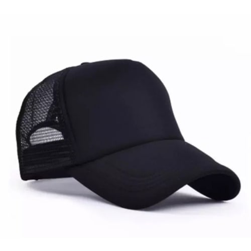 Plain Black Baseball Face Cap Net Back